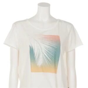 Roxy White Palm-Print Tie-Front Tee with Sunset Hues